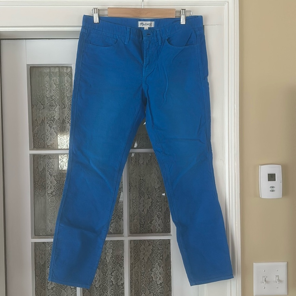 Madewell blue corduroy skinny pants.  Size 30